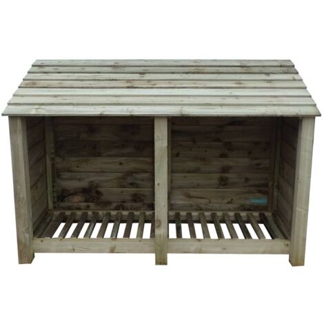 Wooden Log Store, W187xH126cm (Light green, natural finish)