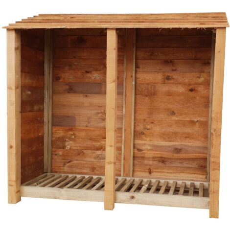 Wooden Log Store, W227xH180cm (Brown finish)
