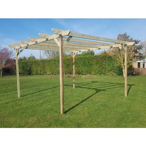 Chamfered Wooden Garden Pergola Kit,   1.8m  x  1.8m , (4 uprights) Rustic Brown