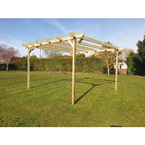 Chamfered Wooden Garden Pergola Kit,   1.8m  x  1.8m , (4 uprights) Rustic Brown
