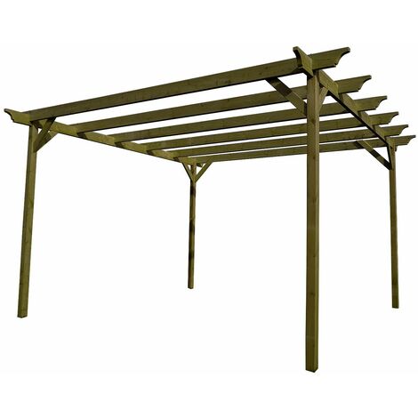 Champion Wooden Garden Pergola Kit, 2.4m x 4.2m , (4 uprights) Light green