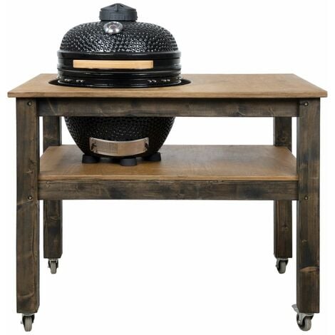 Grill Table with Wheels, BBQ Kitchen Space for Kamado Bono Media (L-120cm W-80cm H-88cm)