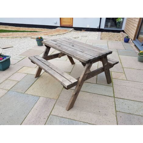 Classic Pub Style Picnic Bench and Table (4ft, Rustic brown finish)