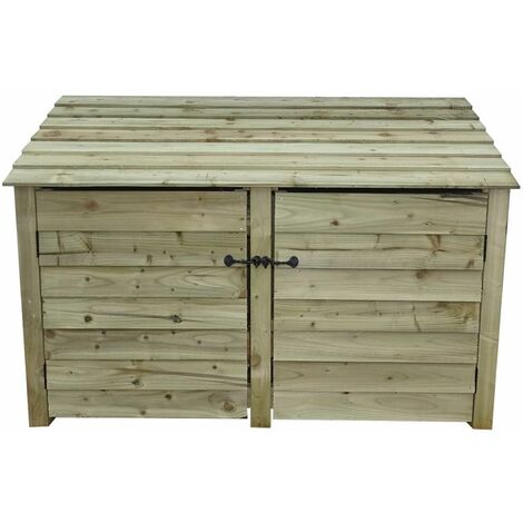 Wooden Log Store, W146xH126cm (Light green, natural finish) With doors and With Kindling Shelf
