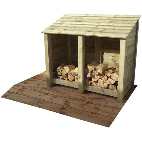 Wooden Log Store, W146xH126cm (Light green, natural finish)