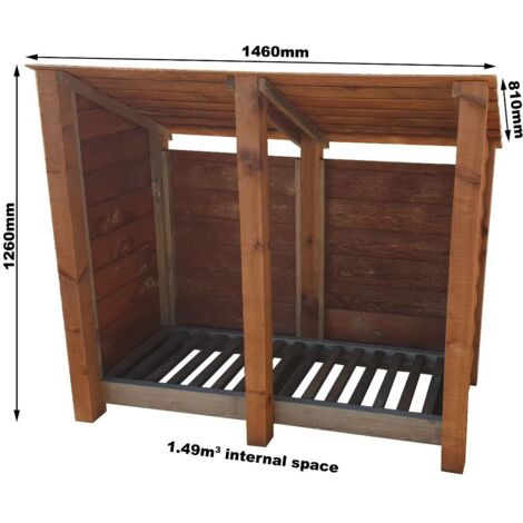 Wooden Log Store Reverse Roof, W146xH126cm (Brown finish)
