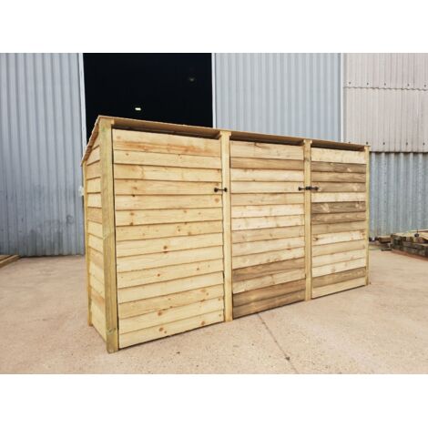 Wooden Log Store Reverse Roof, W335xH180cm (Light green, natural finish) With doors