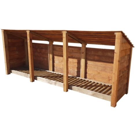 Wooden Log Store Reverse Roof, W335xH126cm (Brown finish)