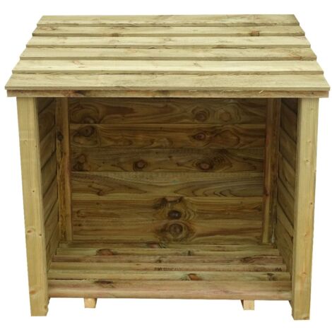 Wooden Log Store (W-119cm, H-118cm, D-71cm) (Natural, light green finish)