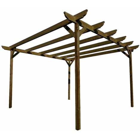 Corbel Wooden Garden Pergola Kit, 3m x 3m , (4 uprights) Light green (1/5)