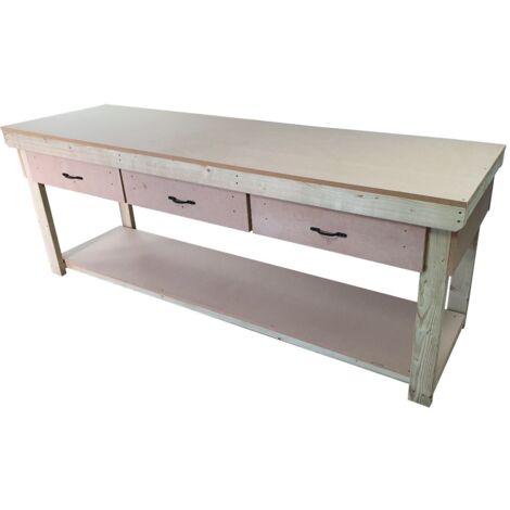 Wooden MDF Top Workbench With Drawers (V1), 8ft (240cm)