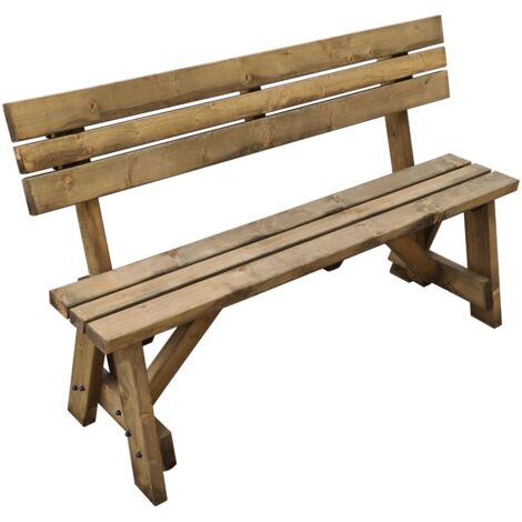 Victoria Garden Fence Bench with Back-rest (8ft, Rustic brown finish) (1/4)