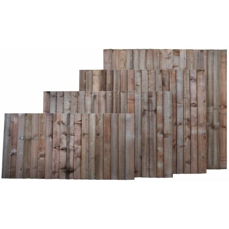 Closeboard / Feather Edge Fence Panel 6ft (width 6ft (1828mm) x height 181cm) with capping Brown