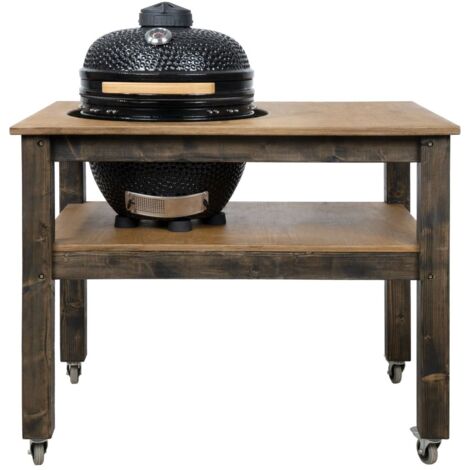 Grill Table with Wheels, BBQ Kitchen Space for Kamado Green Egg Large (L-120cm W-80cm H-88cm)