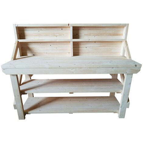 Acorn Wooden Workbench 4ft (120cm length) With back panel / Double shelf