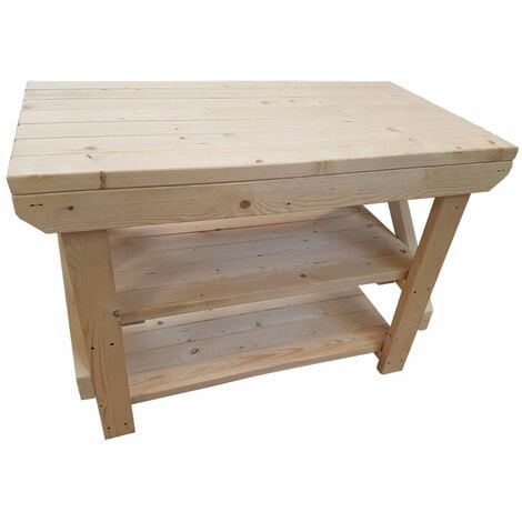 Acorn Wooden Workbench 6ft (180cm length) Double shelf