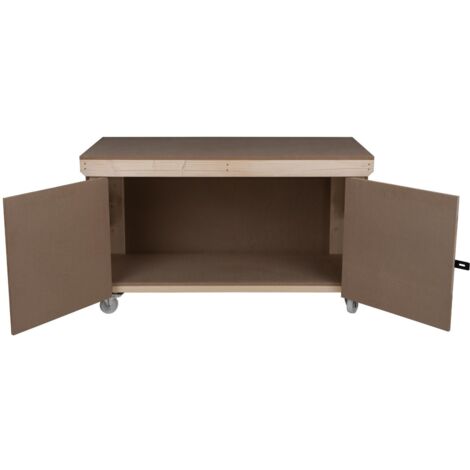 Wooden MDF Top Workbench With Lockable Cupboard (V.9) (H-90cm, D-70cm ...