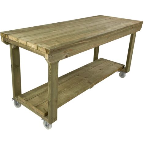 Wooden Super Heavy Duty Indoor / Outdoor Workbench , 3ft (90cm) With wheels