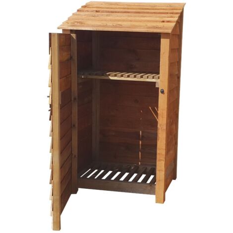 Wooden Log Store, W99xH126cm (Light green, natural finish) With doors and With Kindling Shelf