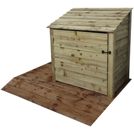 Wooden Log Store, W119xH126cm (Light green, natural finish) With door and With Kindling Shelf