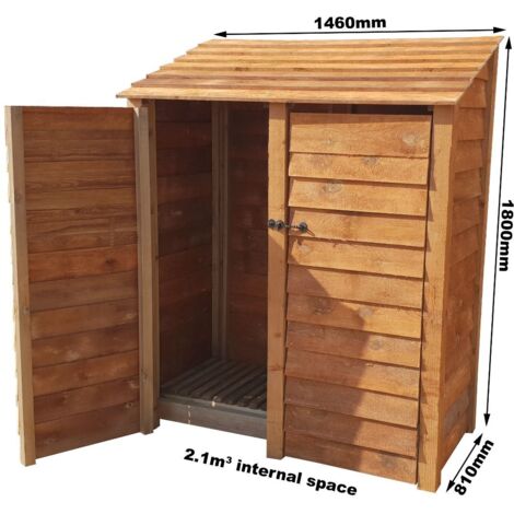 Wooden Log Store, W146xH180cm (Brown finish) With doors