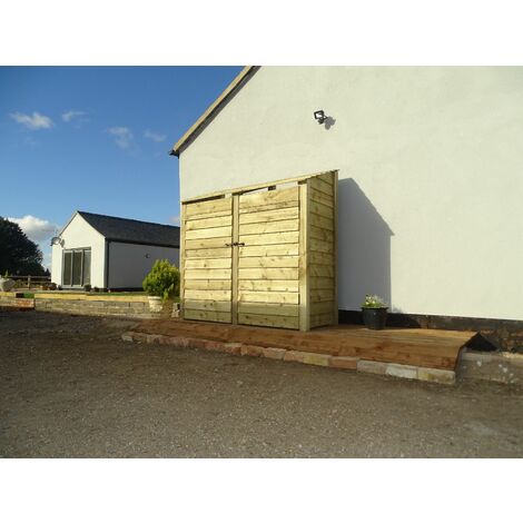 Wooden Log Store, W187xH180cm (Light green, natural finish) With doors