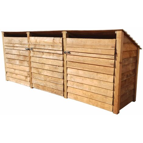 Wooden Log Store Reverse Roof, W335xH126cm (Brown finish) With doors