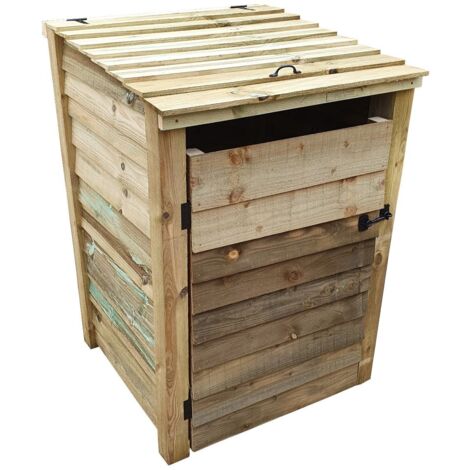 Wooden wheelie bin storage, for single 240l waste bin (natural light-green finish)