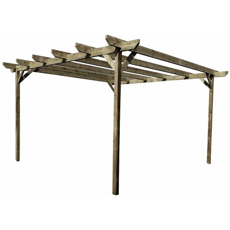 Chamfered Wooden Garden Pergola Kit,   2.4m  x  3m , (4 uprights) Light green