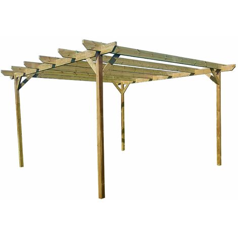 Chamfered Wooden Garden Pergola Kit, 3m x 3.6m , (4 uprights) Light green