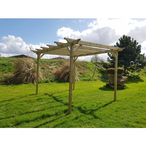 Longhorn Wooden Garden Pergola Kit,   1.8m  x  1.8m , (4 uprights) Light green