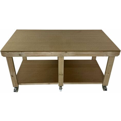 Wooden MDF Top Wide Workbench (3ft x 4ft) Legs With wheels