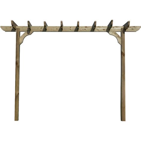 Corbel Single Beam Pergola, Plant Climbing Arbour, 3m (2 Uprights), (1 row kit), Rustic Brown (1/4)