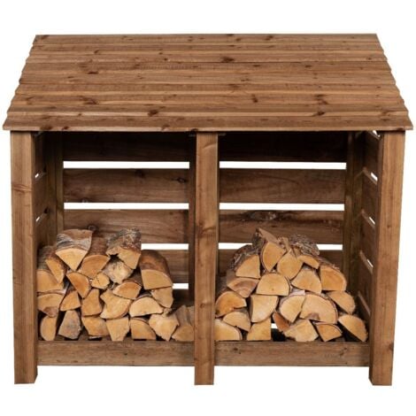 Slatted Wooden Log Store With Door W-146cm, H-126cm Or 180cm, D