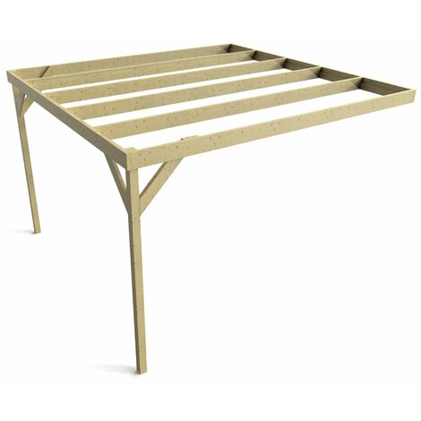 Wall-mounted wooden box pergola, complete DIY kit, 3m x 4.8m (Natural finish) (1/5)