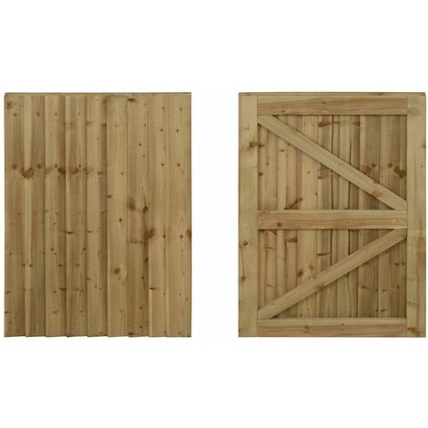 Featheredge wooden garden and side gates, fully framed and capped (v2)(H-600, W-1175, natural (light green) finish)