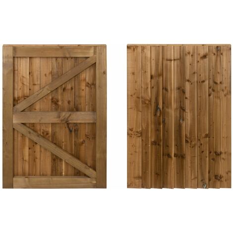 Featheredge wooden garden and side gates, fully framed and capped (v2)(H-1200, W-1550, brown finish)