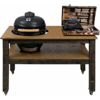Grill Table with Wheels, BBQ Kitchen Space for Kamado Bono Limited (L-160cm W-90cm H-88cm)