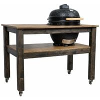 Grill Table with Wheels, BBQ Kitchen Space for Kamado Green Egg Large (L-160cm W-90cm H-88cm)