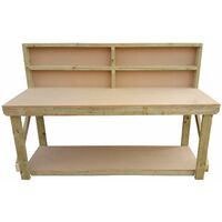 MDF top workbench (H-90cm, D-70cm, L-180cm) with back panel