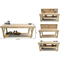 Wooden MDF Top Workbench, 7ft (210cm), With back panel and wheels