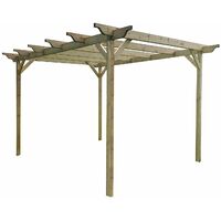 Windsor Wooden Garden Pergola Kit, 3m x 4.8m , (4 uprights) Light green