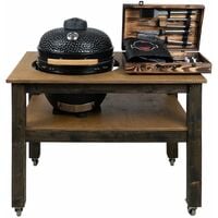 Grill Table with Wheels, BBQ Kitchen Space for Kamado Green Egg Large (L-120cm W-80cm H-88cm)
