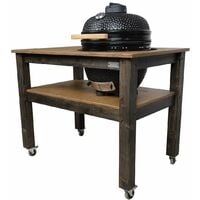 Grill Table with Wheels, BBQ Kitchen Space for Kamado Green Egg Mini Max (L-120cm W-80cm H-88cm)