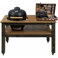 Grill Table with Wheels, BBQ Kitchen Space for Kamado Joe Junior (L-160cm W-90cm H-88cm)