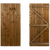 Featheredge wooden garden and side gates (v1) (H-1800, W-1025, brown finish)