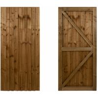 Featheredge wooden garden and side gates, fully framed and capped (v2)(H-1800, W-1575, brown finish)