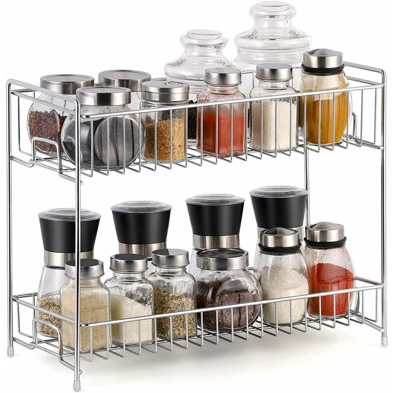 mensola da Cucina Qisiewell scaffale per spezie Il Bagno Porta spezie scaffale per la Cucina espositore per spezie Scaffale a 2 Ripiani 