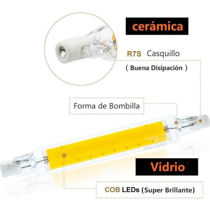 LED-Glühbirne R7S 118mm COB 12W