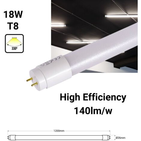 LED T8-Nano Röhre PC 120cm Einseitige Einspeisung 18W 130lm/W